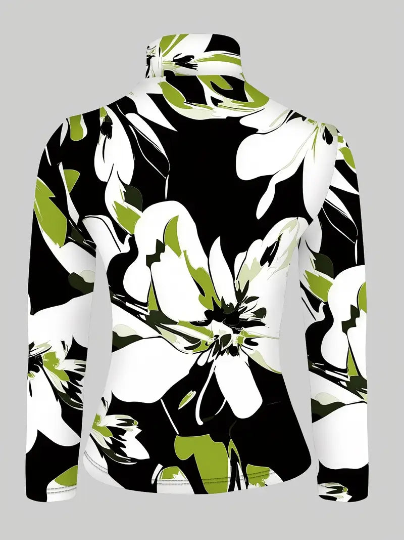 Trixie – Elegante top de cuello alto con estampado floral