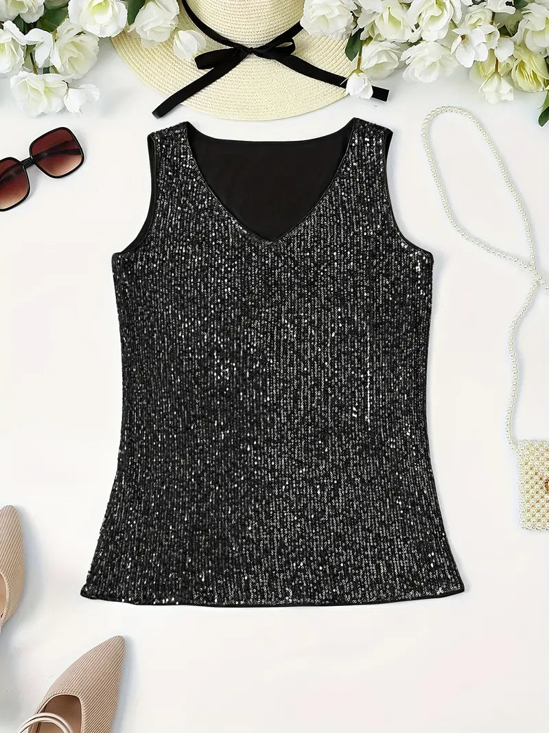 Uma – Elegante top sin mangas con lentejuelas