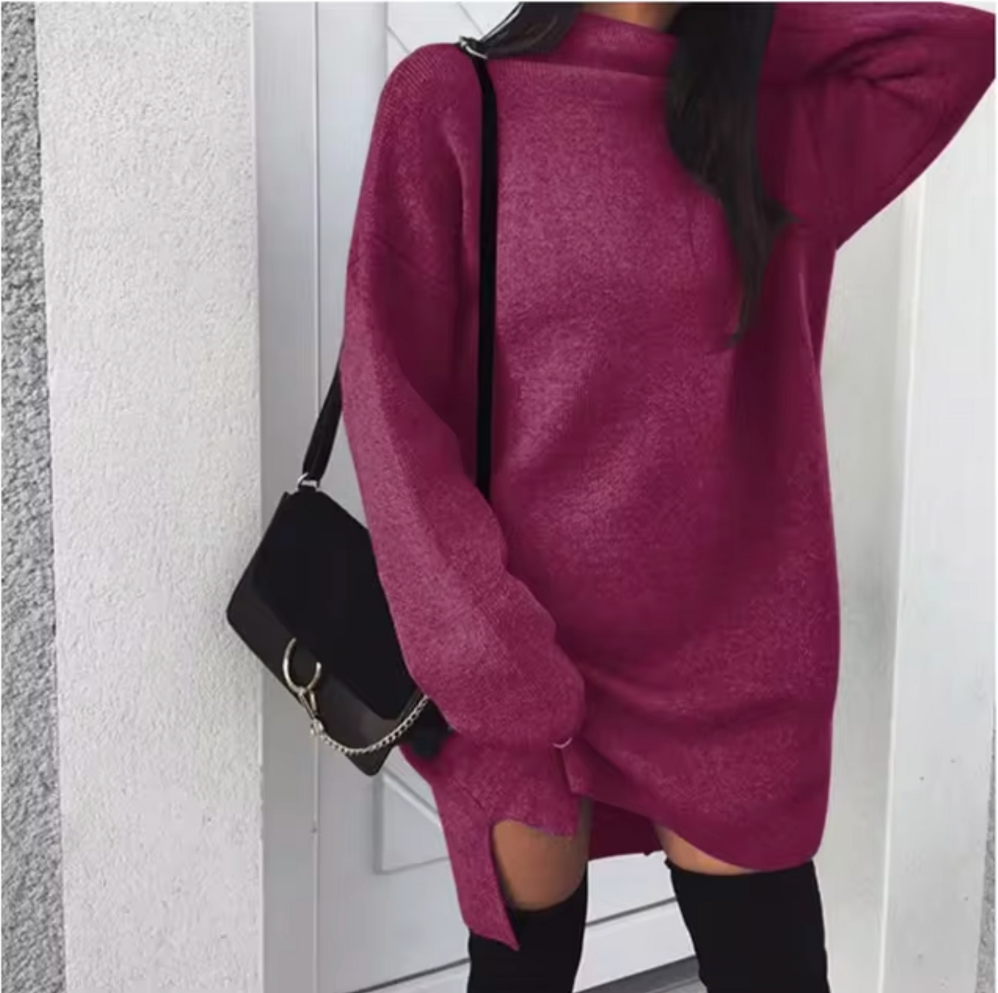 Bezy – Vestido de punto holgado con cuello vuelto