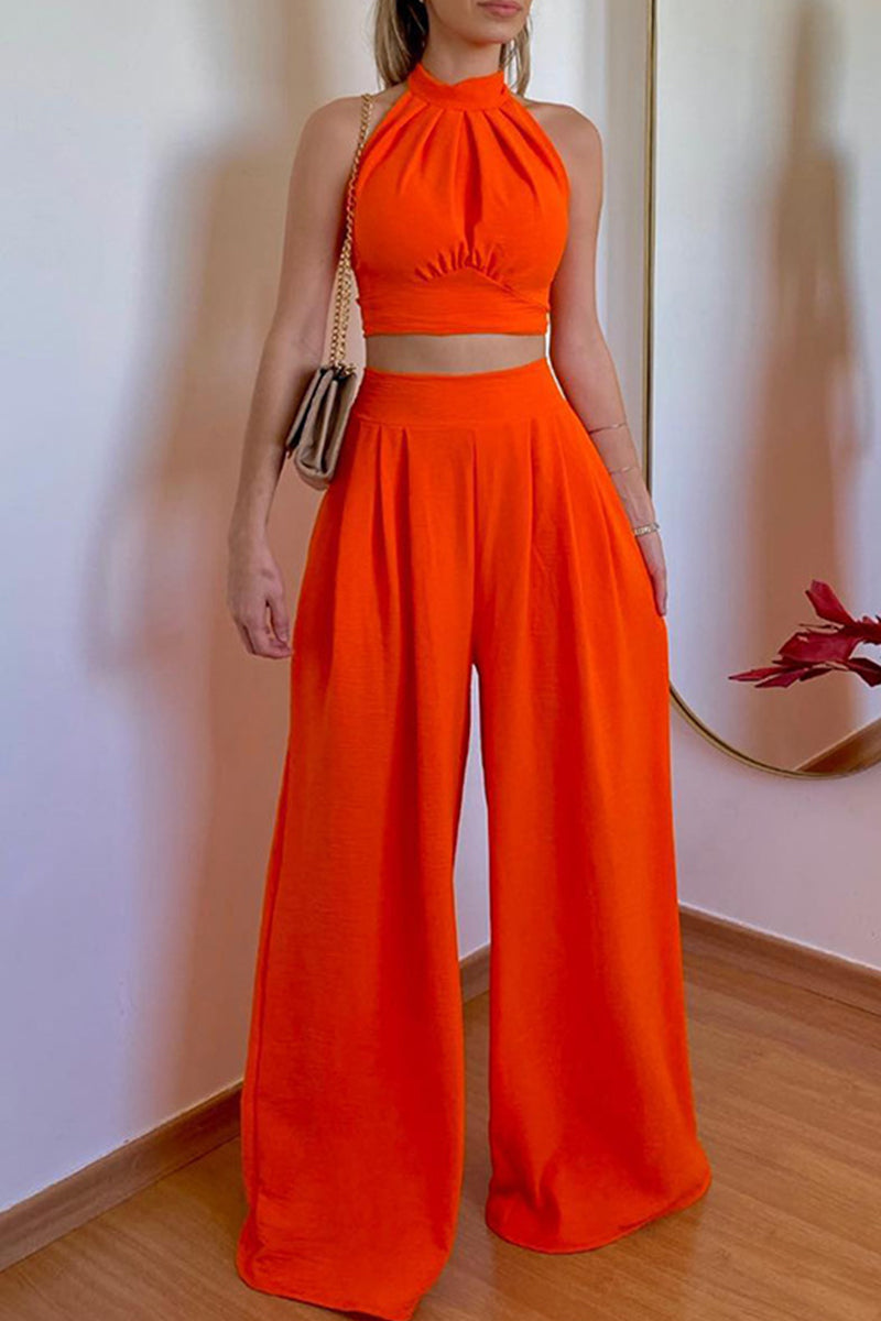 Corinna - Elegante conjunto de top sin mangas y pantalón ancho