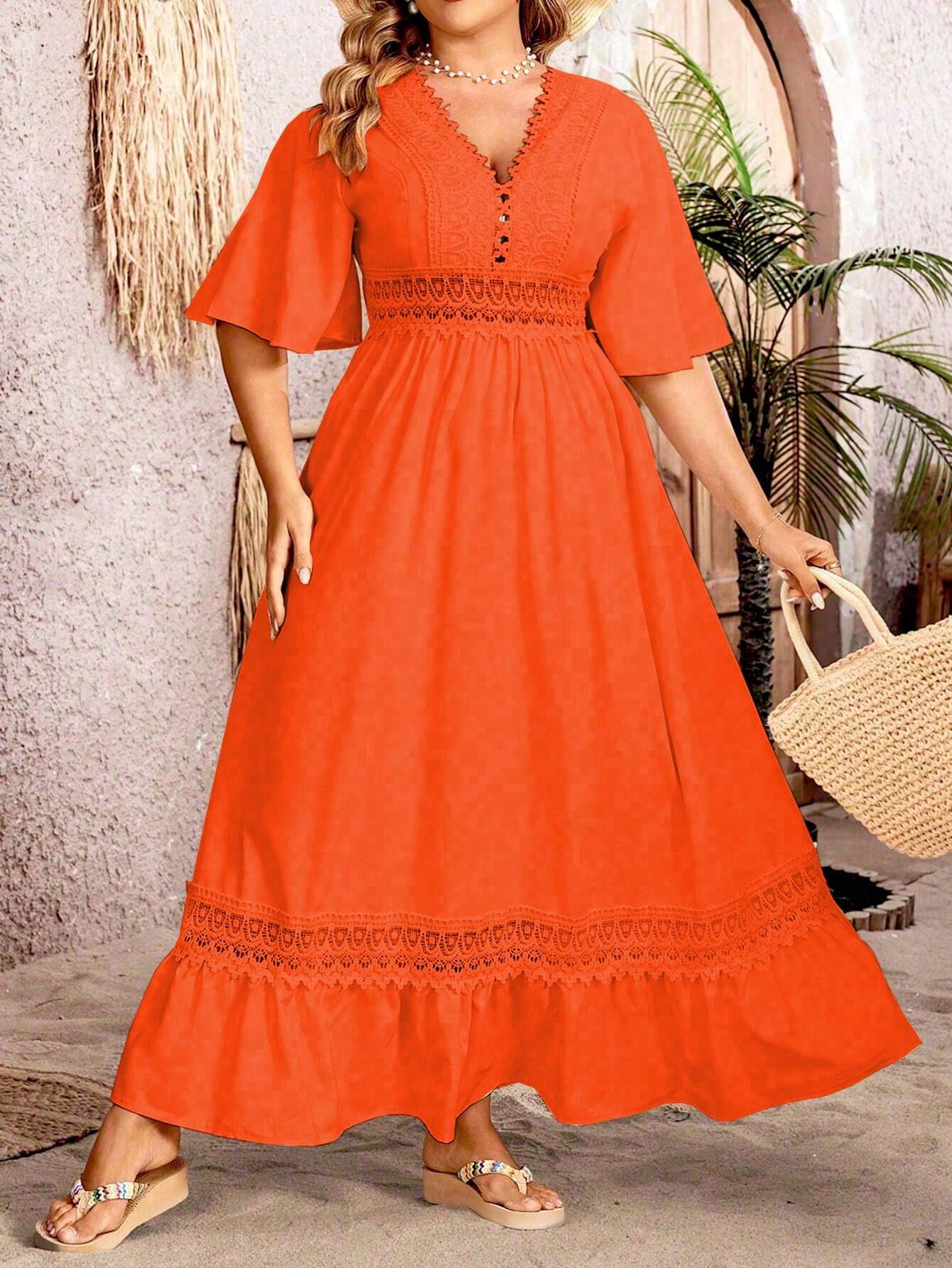 Charisse - Elegante vestido maxi con escote en V y línea A