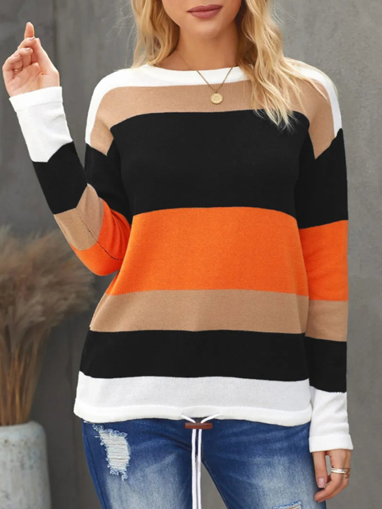 Virelia - Jersey informal de manga larga con rayas