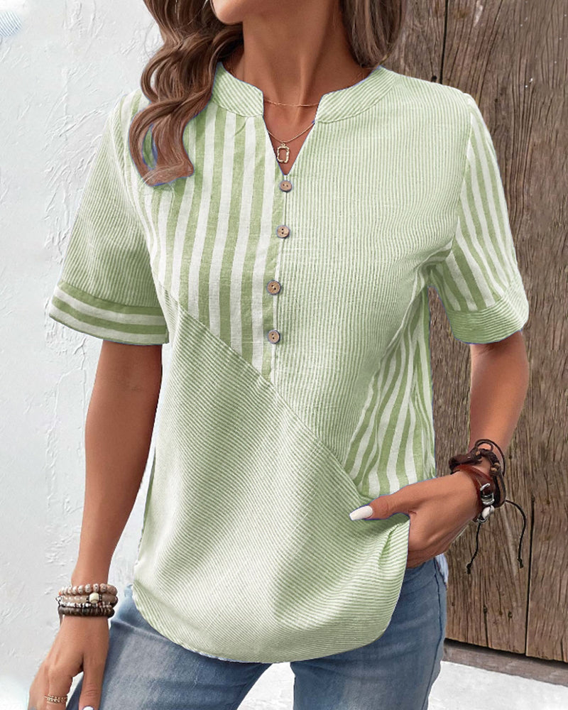 Eunice - Blusa chic a rayas de manga corta