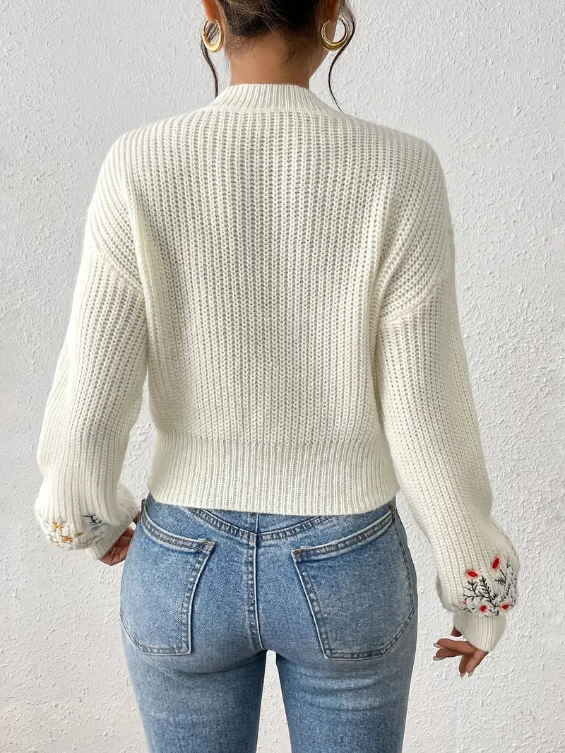 Leyla – Jersey de punto con bordado floral