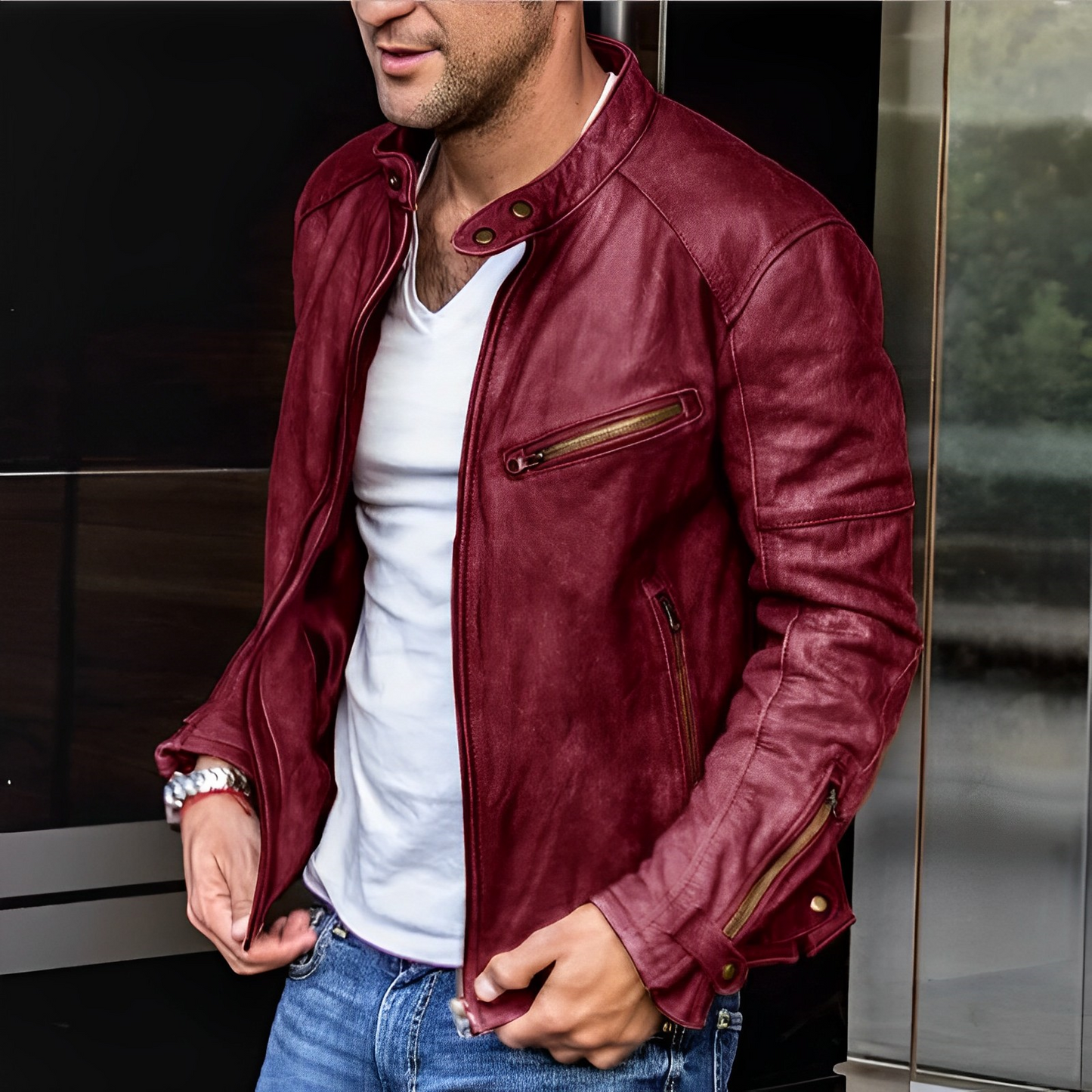 Dalton - Chaqueta de cuero elegante para todas las estaciones
