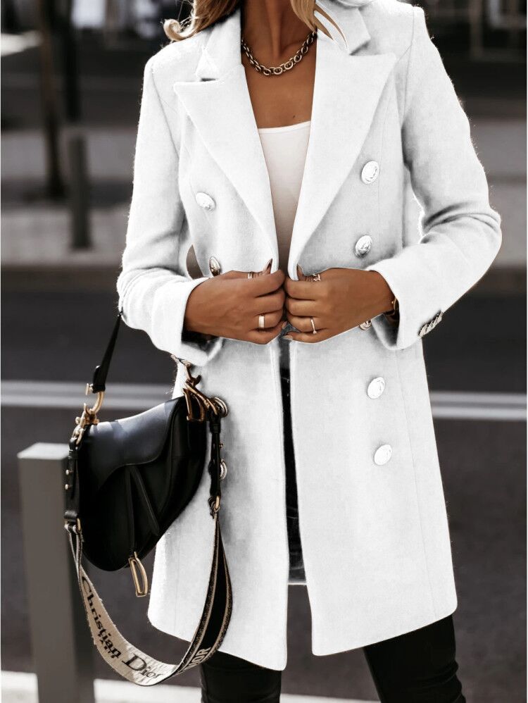Naira - Elegante gabardina larga de doble botonadura