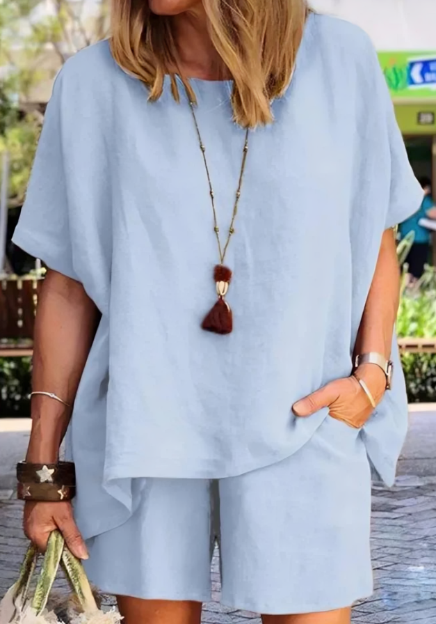 Fiona - Conjunto casual de camisa suelta y pantalón corto
