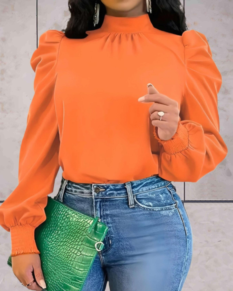 Miya - Elegante blusa de cuello alto y manga larga