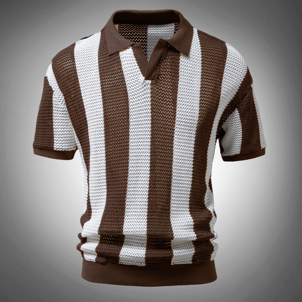 Joel - Polo transpirable a rayas de estilo casual
