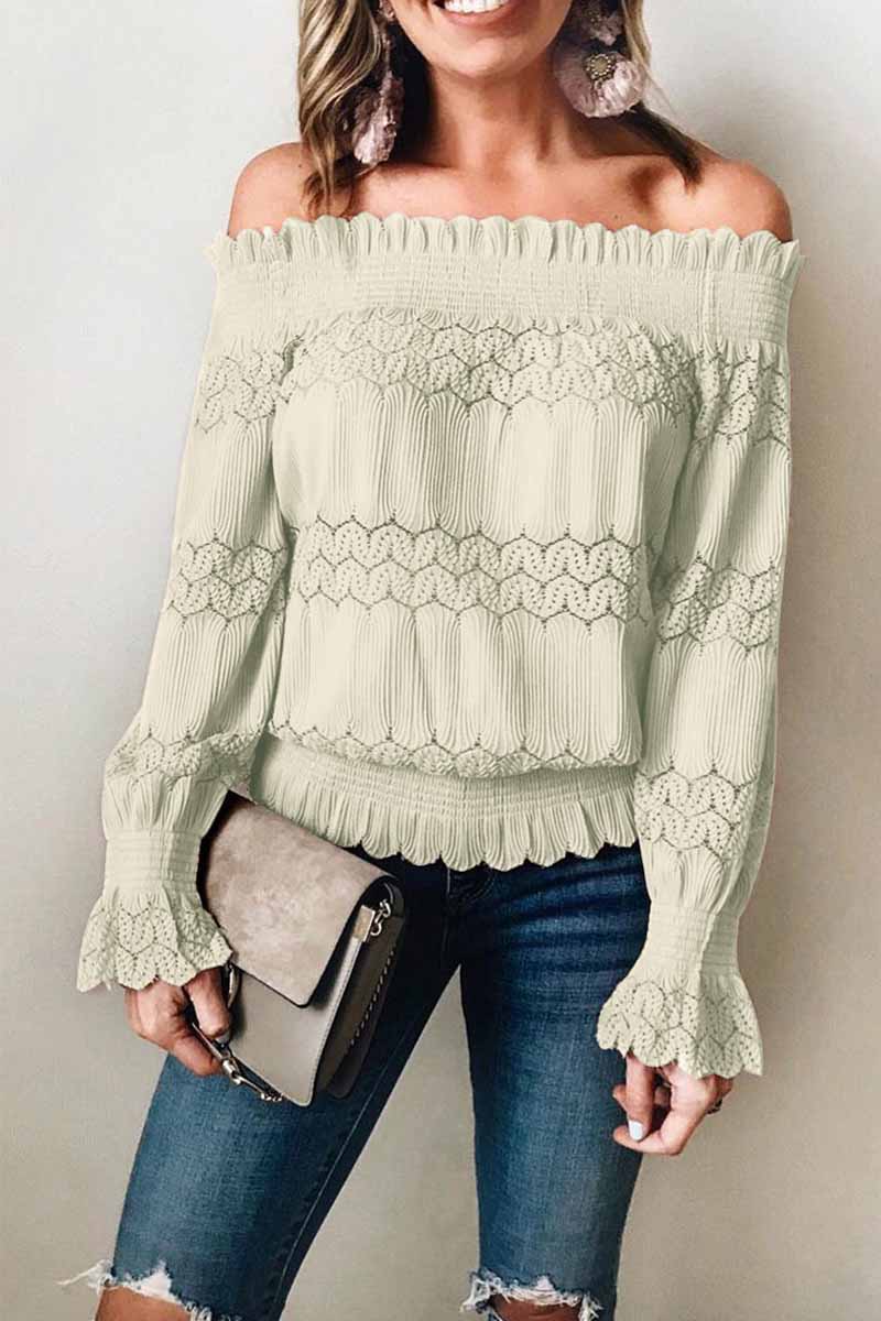 Rana - Elegante blusa de manga larga sin hombros