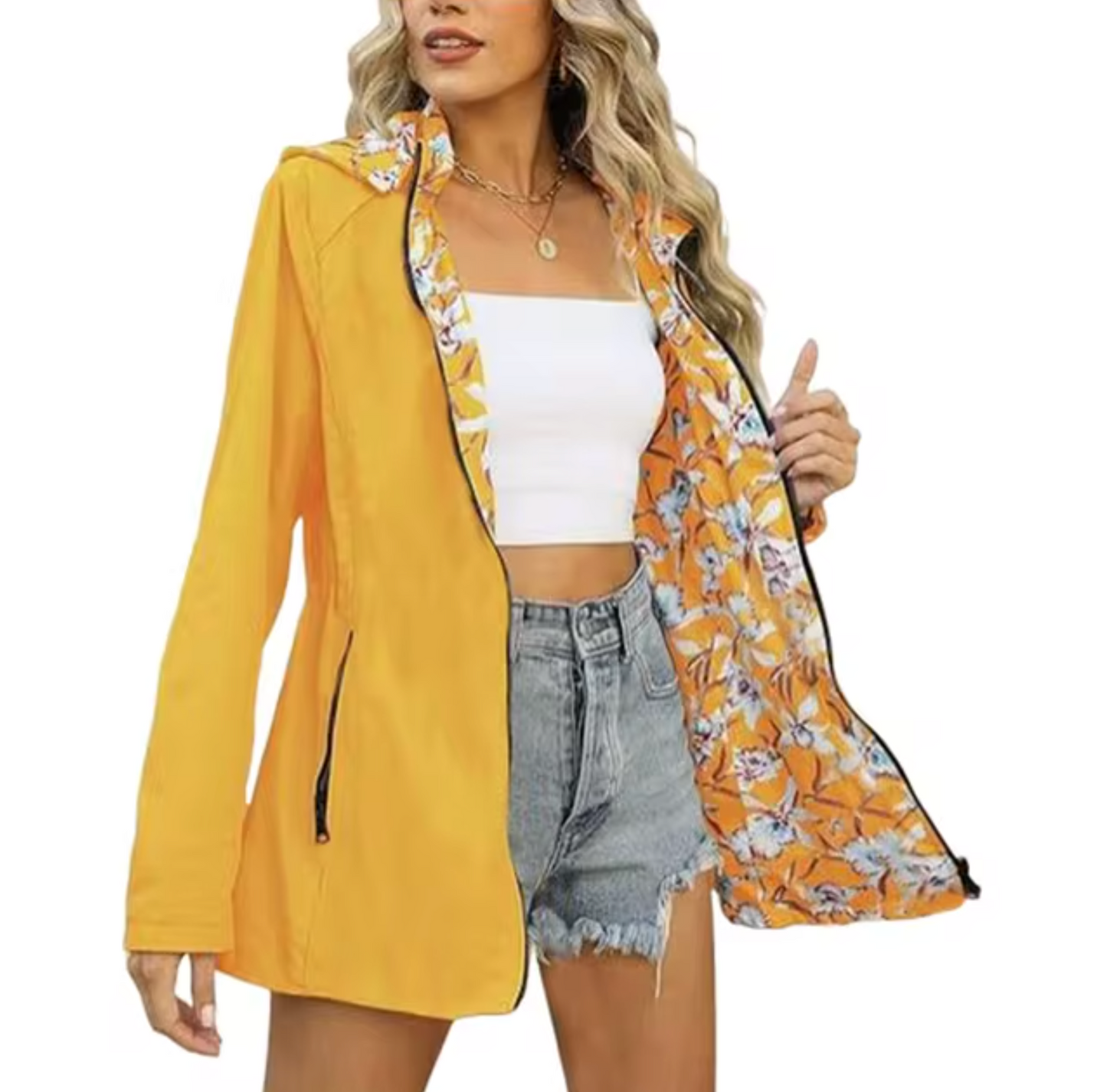 Becky – Chaqueta reversible con capucha y estampado