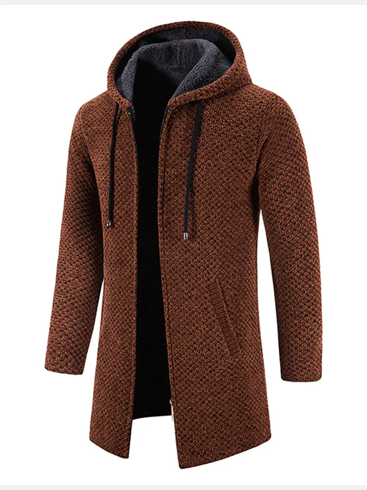 Francisco - Chaqueta polar de punto con cremallera y capucha, informal para hombre