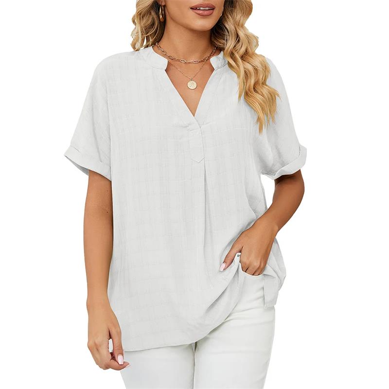 Valissa - Blusa clásica de manga corta con cuello en V