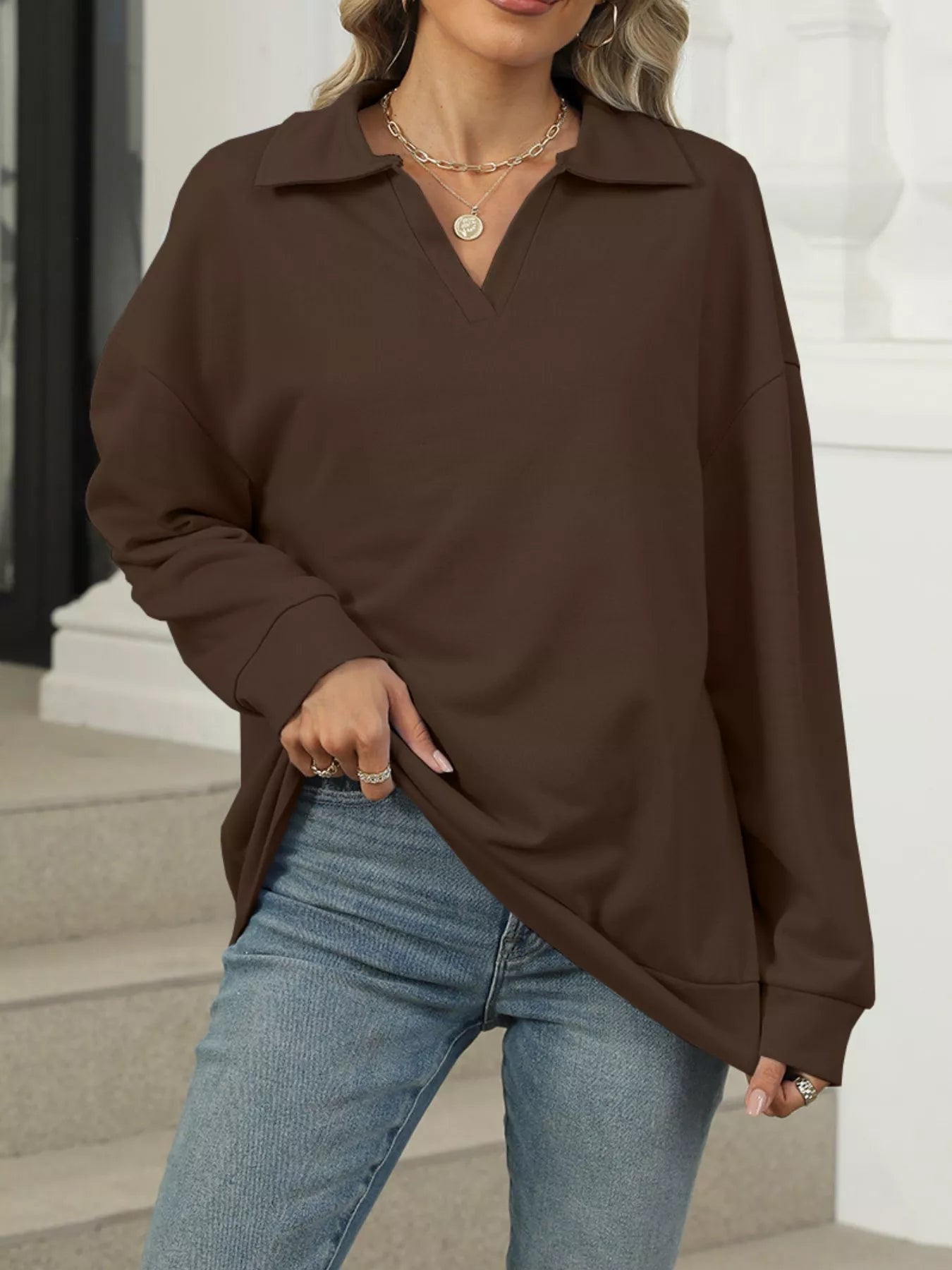Dannica - Sudadera informal cálida de manga larga