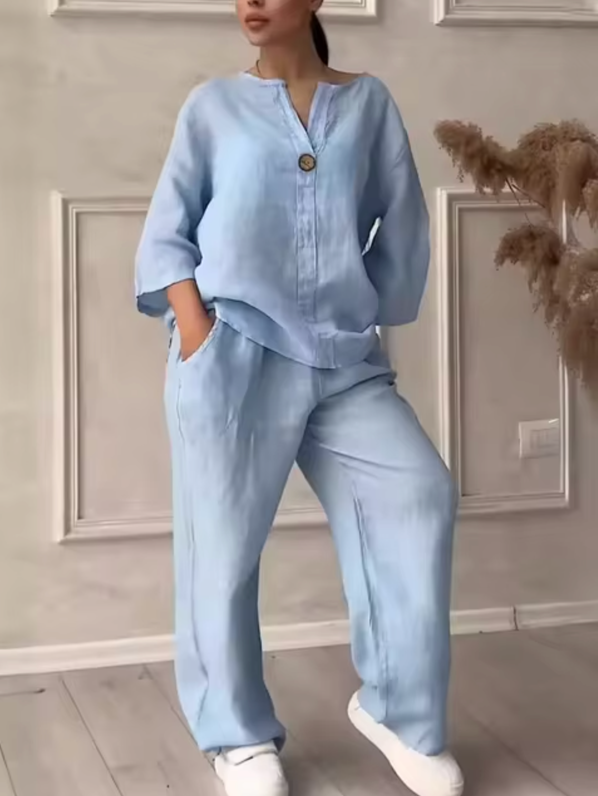 Yvette – Conjunto traje lino algodón