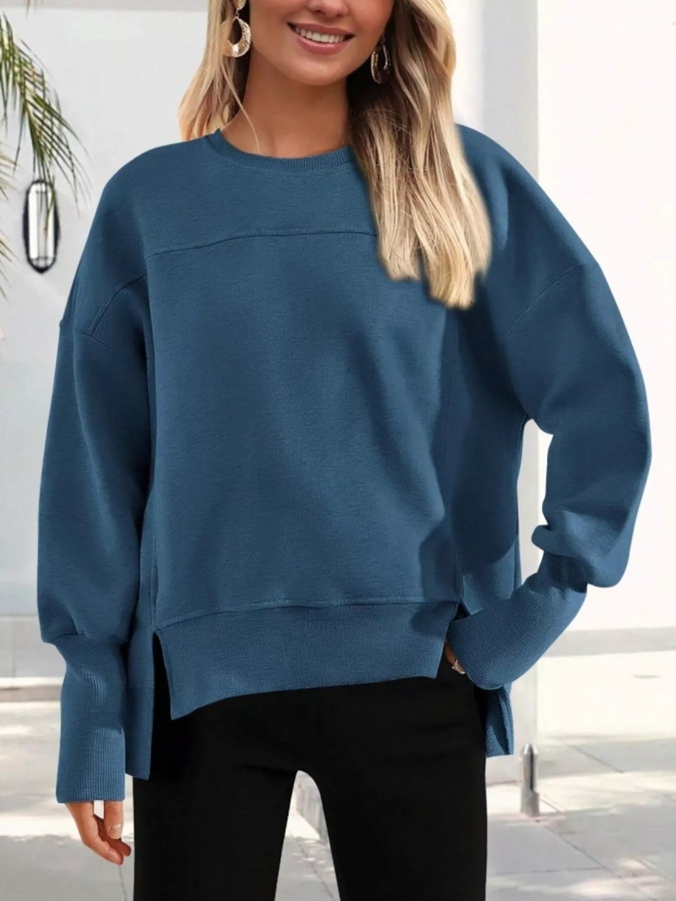 Makhaila - Jersey informal y holgado con abertura lateral