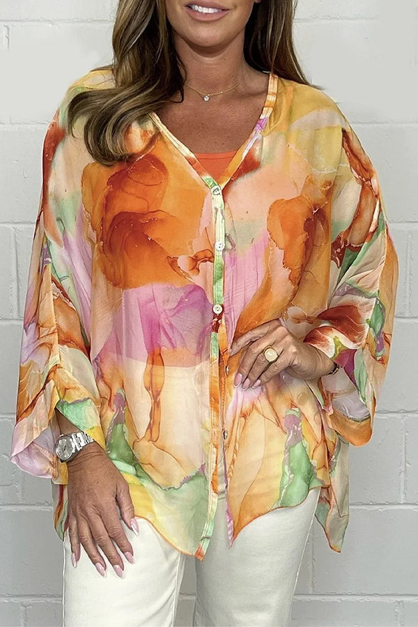 Zia - Blusa colorida de manga larga y estilo holgado