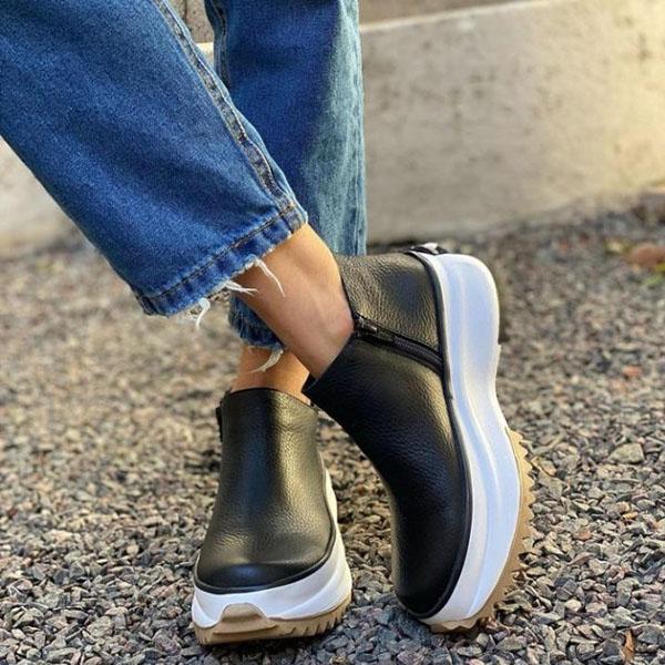 Botines de Cuña Informales para Mujer con Cremallera
