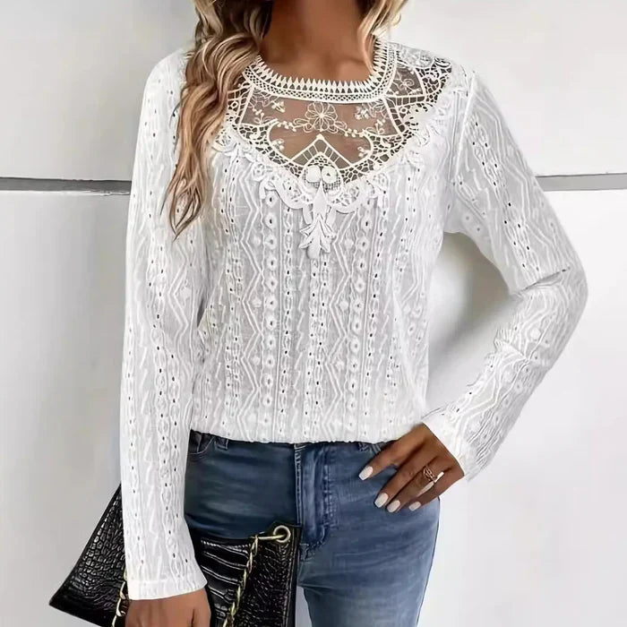 Gabriella - Elegante blusa de encaje de manga larga
