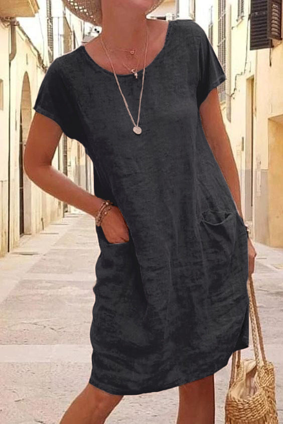 Elena - Vestido Casual de Lino con Bolsillos