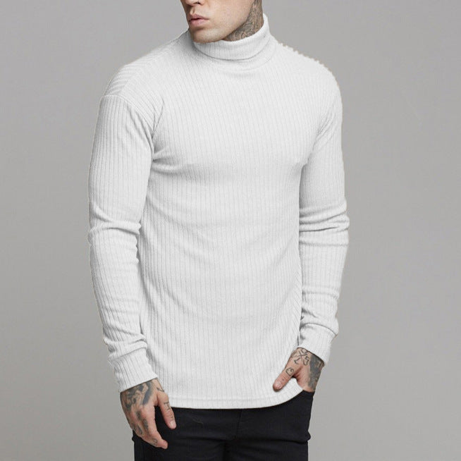 Derek - Jersey de cuello alto Slim Fit acanalado para hombre