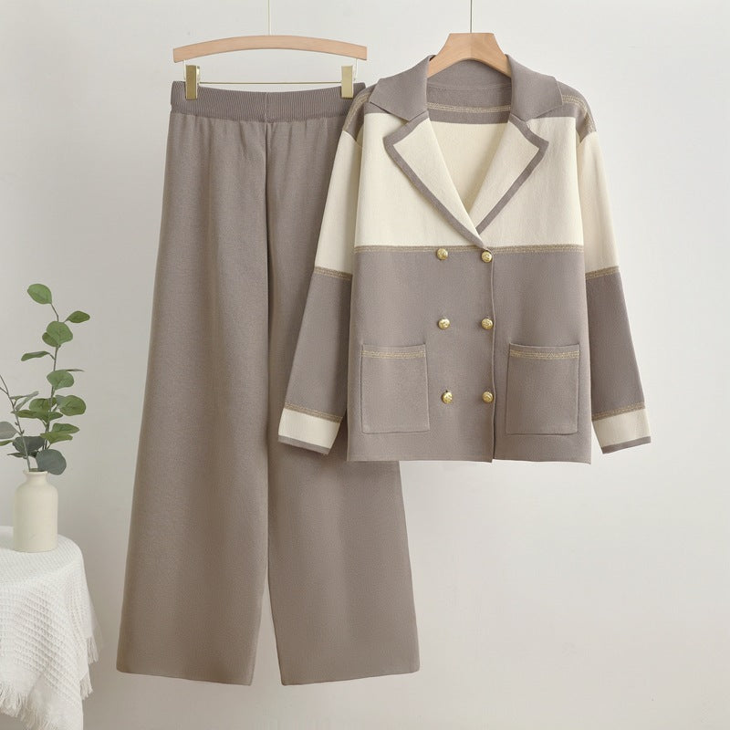 Tiffany - Elegante conjunto de abrigo y pantalón de pata ancha