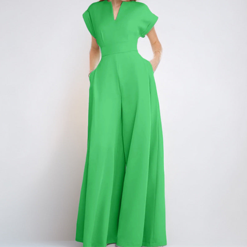 Bea - Elegante mono de manga corta y pierna ancha