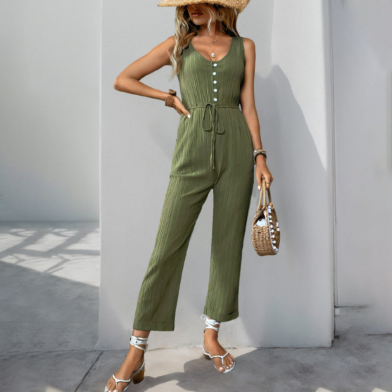 Nora - Mono abotonado sin mangas de estilo informal