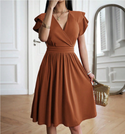 Tara - Elegante vestido suelto de manga corta con volante
