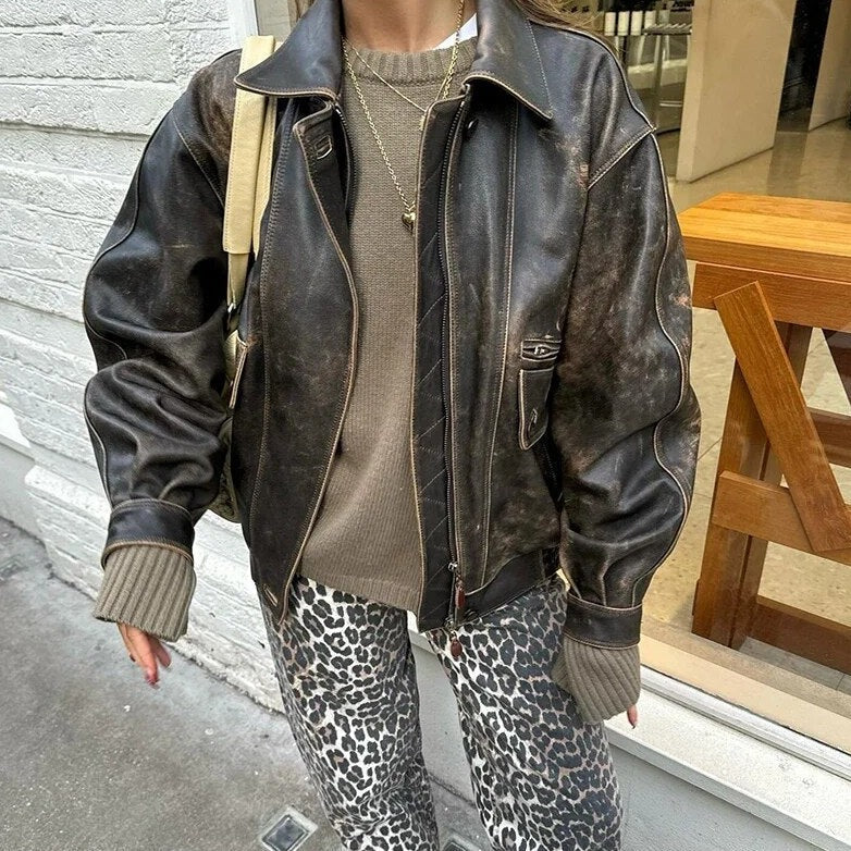 Bonnie - Vaqueros Vintage con Estampado de Leopardo