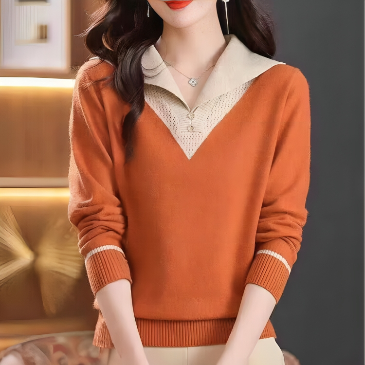 Zabella - Elegante y cómodo jersey con cuello de pico