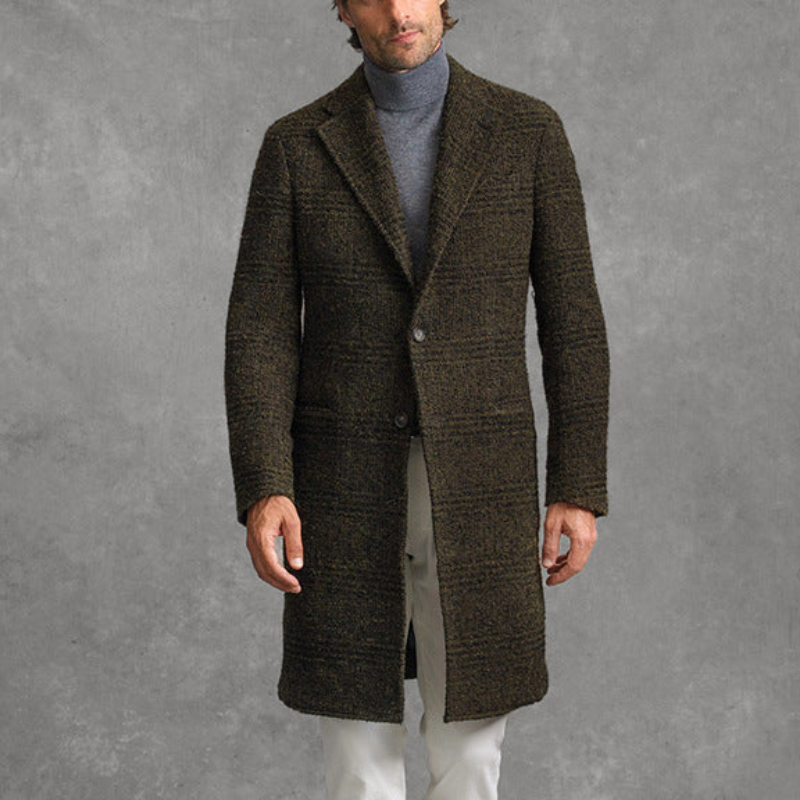 Edwin - Trenchcoat largo elegante de cuadros para hombre