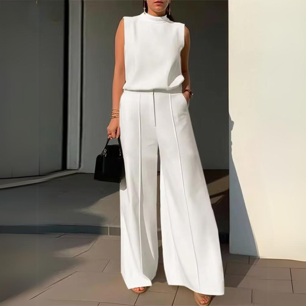 Lizzelle - Elegante conjunto de top sin mangas y pantalón de pierna ancha