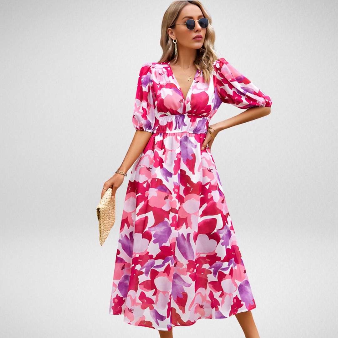 Cammie - Vestido Midi con Estampado Geométrico