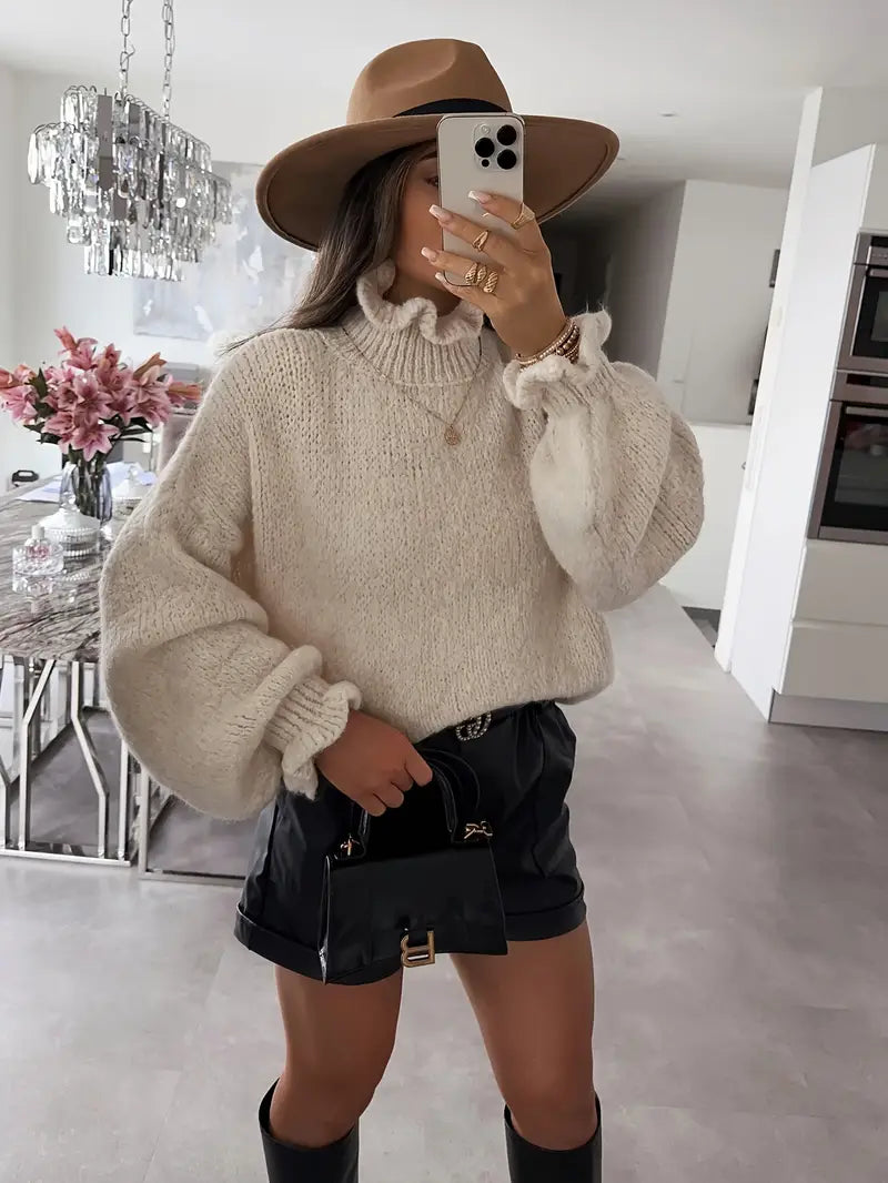 Avida – Jersey de cuello alto con volantes