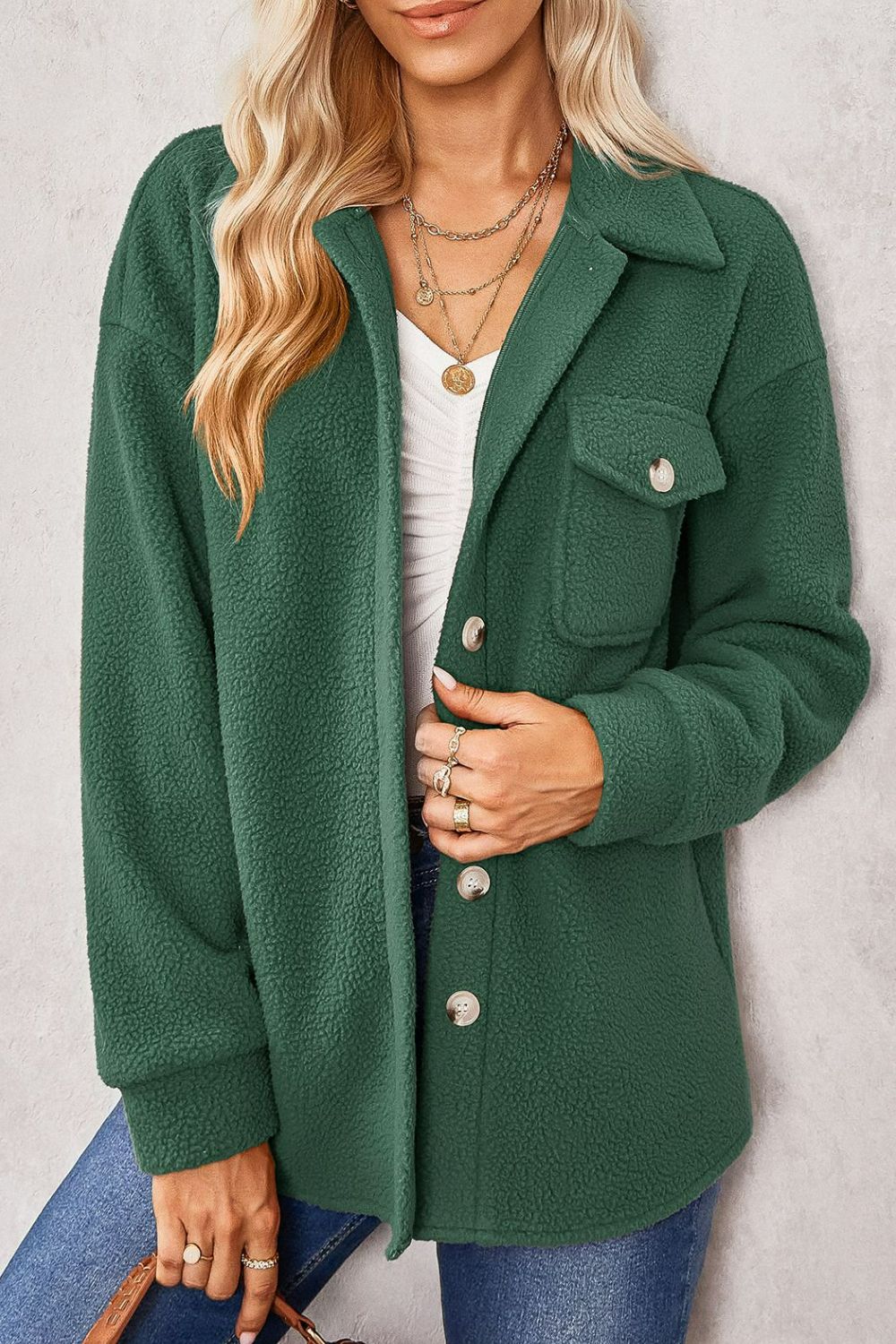 Shantal - Chaqueta de forro polar con botones