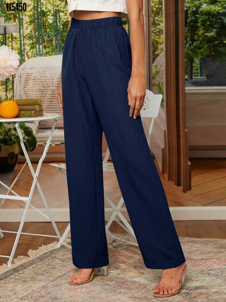 Catriona - Chic pantalón recto de cintura elástica