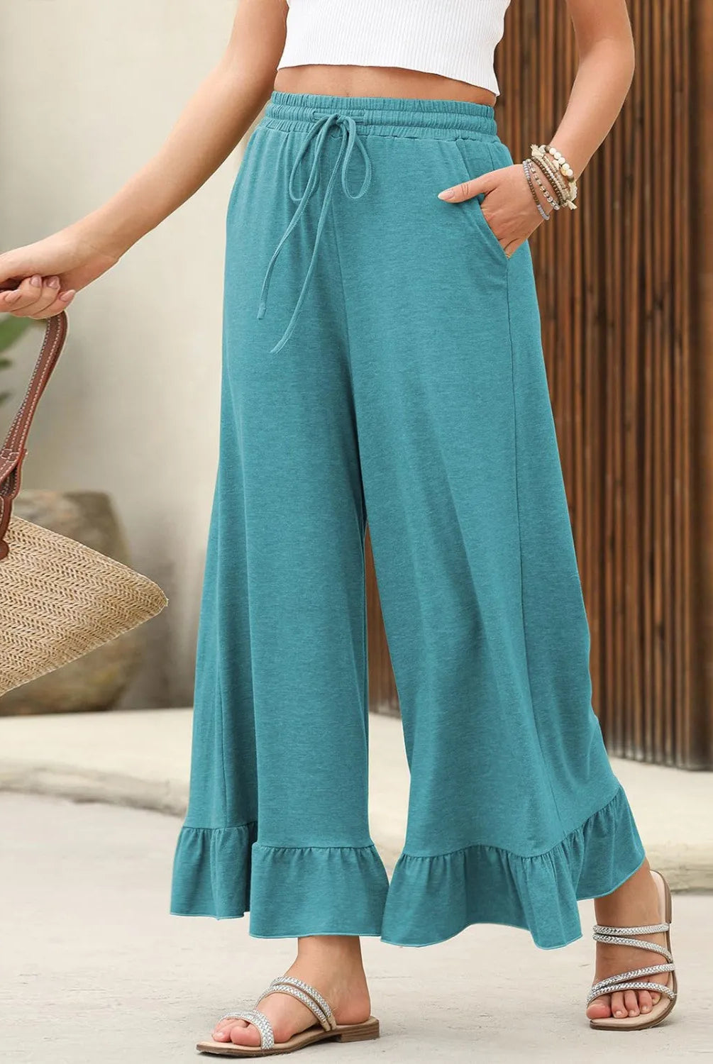 Ava - Pantalones anchos con volantes