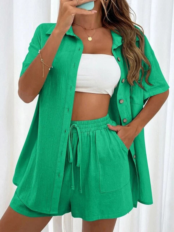 Zaynah - Conjunto casual de polo suelto y pantalón corto
