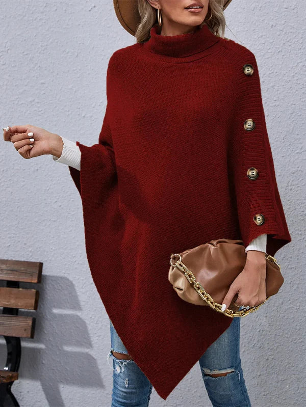 Wilma - Elegante suéter oversize de punto con cuello alto y mangas murciélago