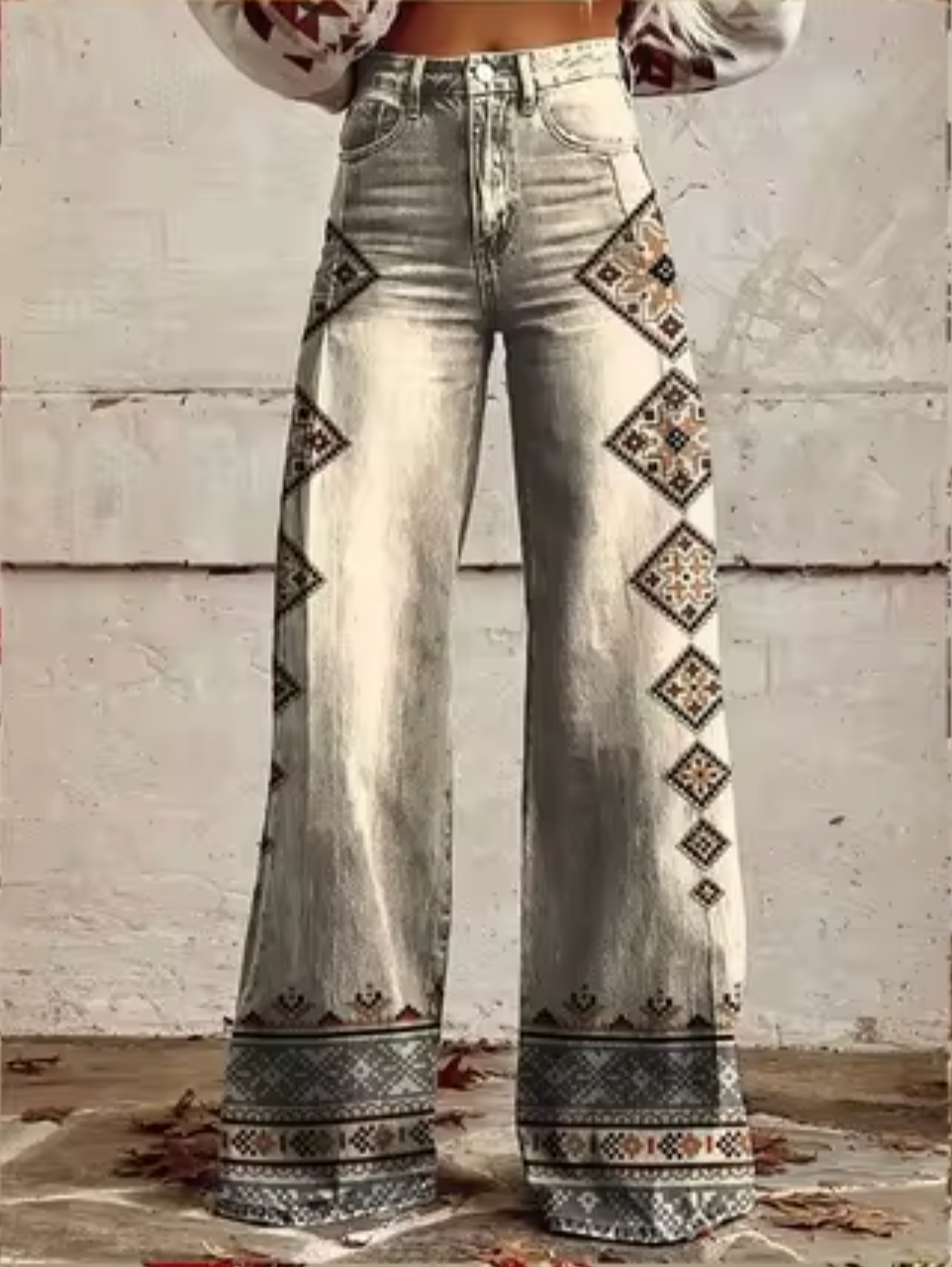 Verónica – Pantalón Ancho con Estampado de Luces LED
