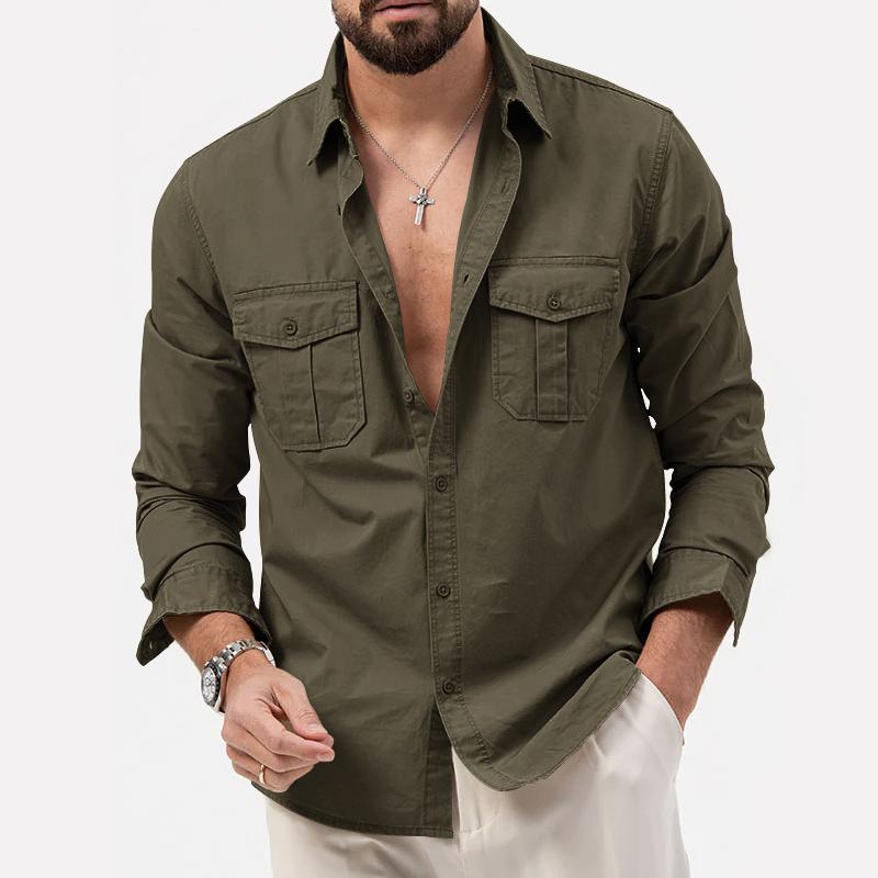 Lando - Elegante camisa cargo de manga larga abotonada
