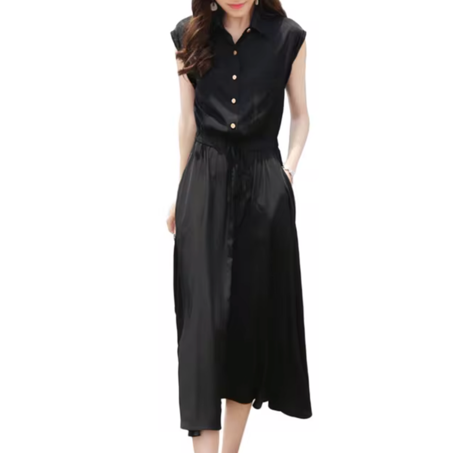 Severina - Elegante Vestido sin Mangas Con Cordón
