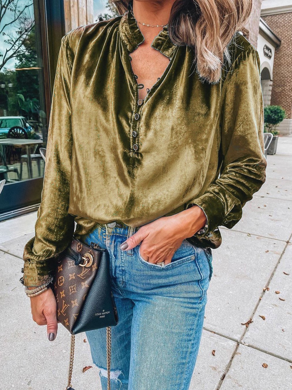 Savannah - Elegante blusa clásica de manga larga