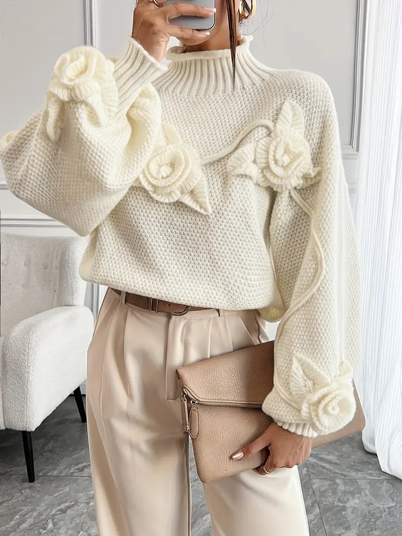 Amihan – Jersey de cuello vuelto con flores