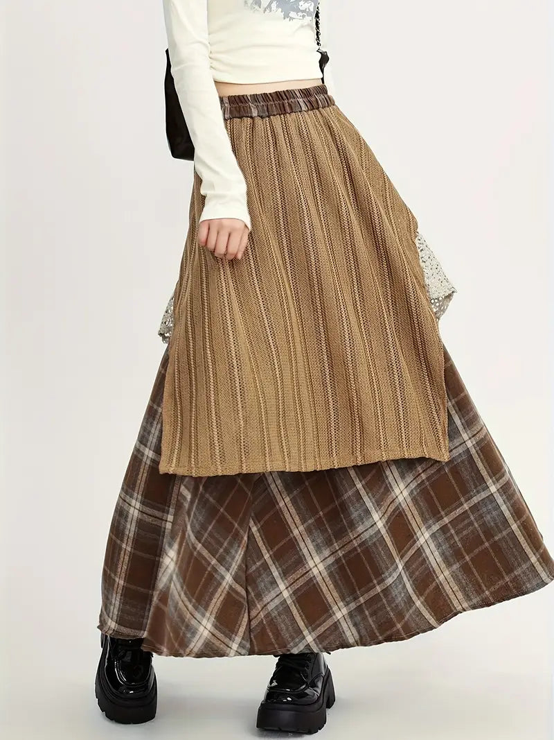 Alva – Falda larga de cuadros estilo boho