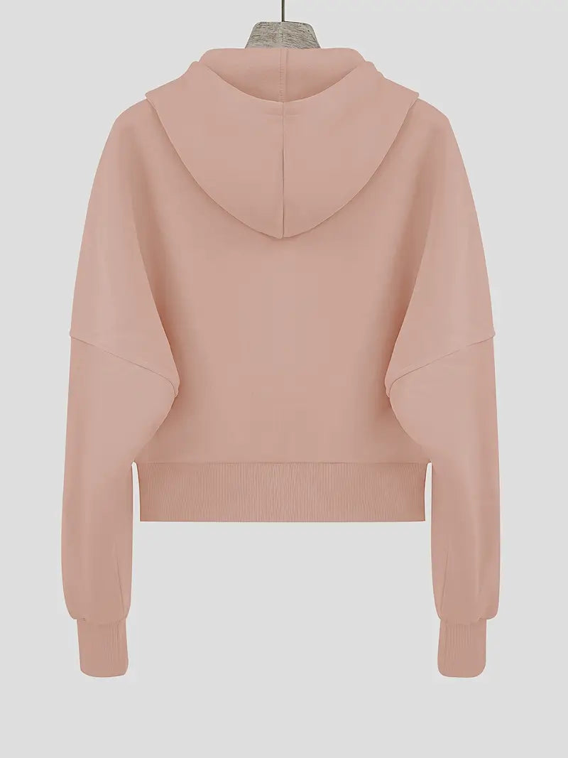 Scarlet – Sudadera corta con capucha de algodón con cremallera