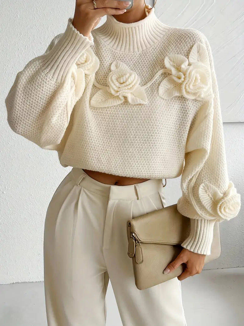 Amihan – Jersey de cuello vuelto con flores