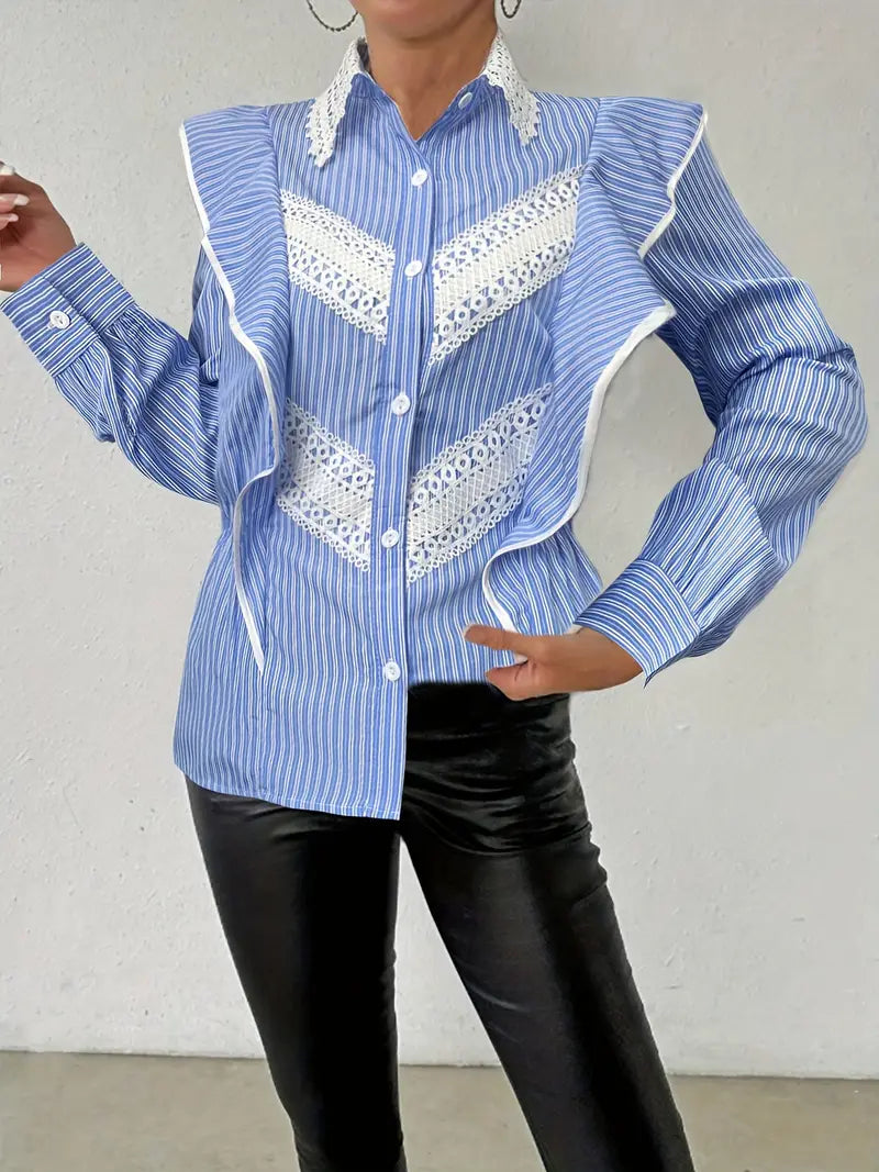 Linnea – Blusa de manga larga de algodón estilo vintage