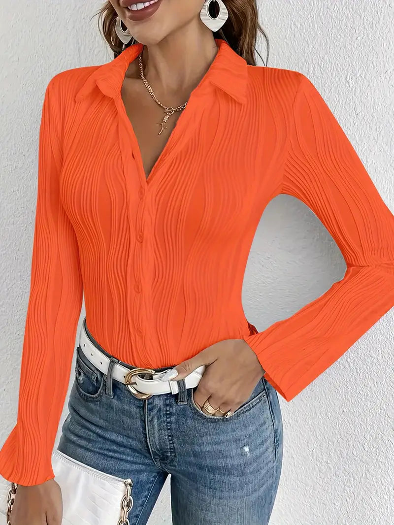 Ruth - Elegante blusa acanalada de manga larga